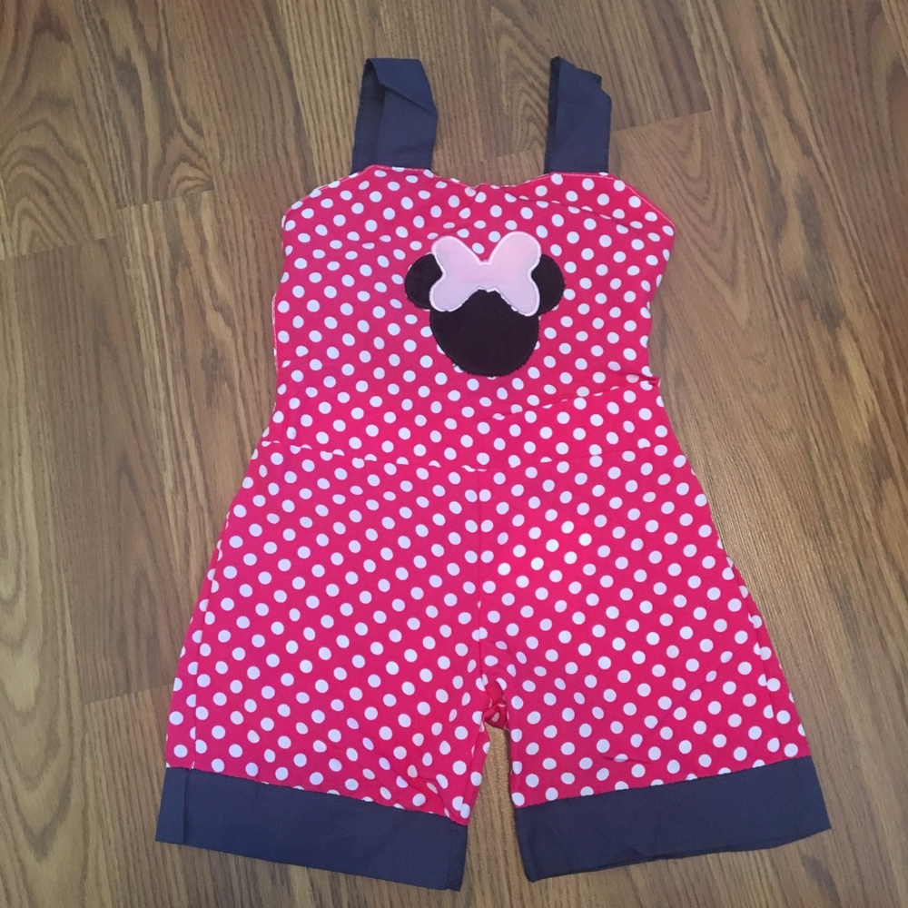 MINNIE POLKA DOT DISNEY BABY TODDLER OPEN BACK ROMPER